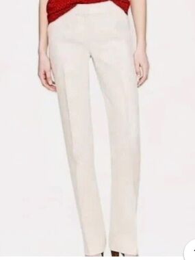 J. Crew Bristol 100% Linen Cream Straight-Leg Trousers Size 10 EUC!
